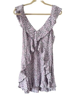 AFRM Pink Floral Ruffle V-Neck Camisole